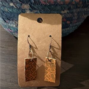 Leather Geometric Patterned Earrings